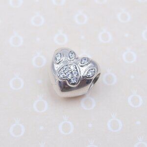 New Authentic Pandora Charm I Love My Pet Animal Paw Print Bead